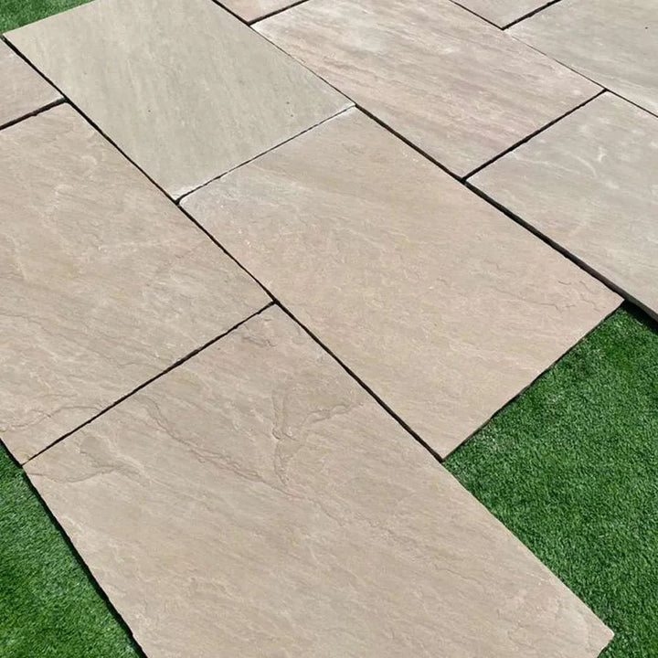 Indian sandstone paving Raj green slabs 900 x 600