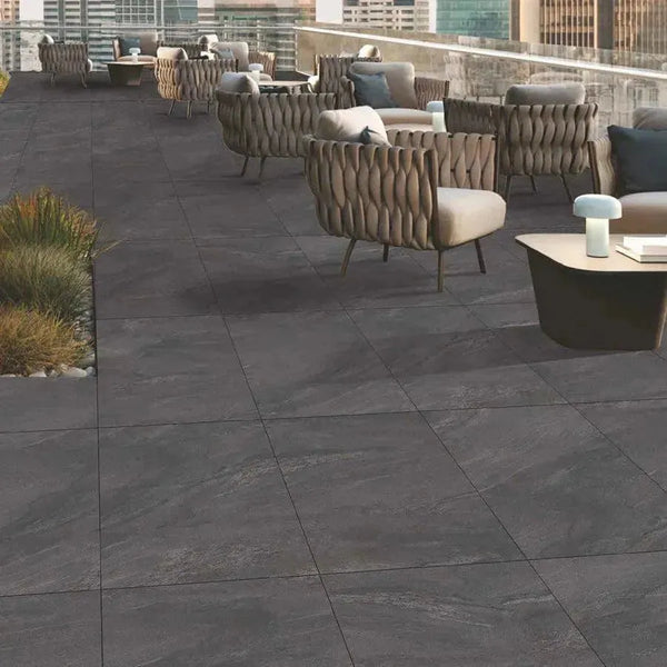 anthracite dark black porcelain paving slabs