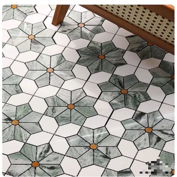 Green Blossom Mosaic Tiles