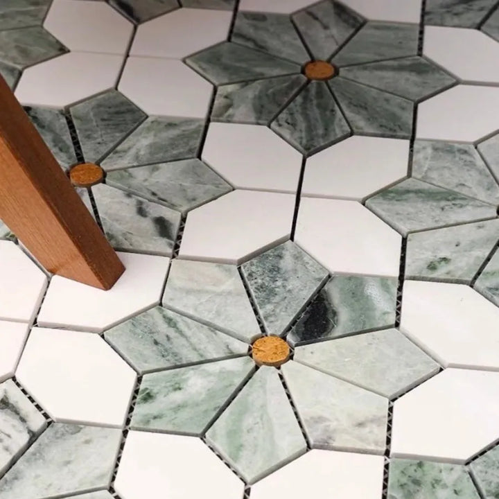 Green Blossom Mosaic Tiles