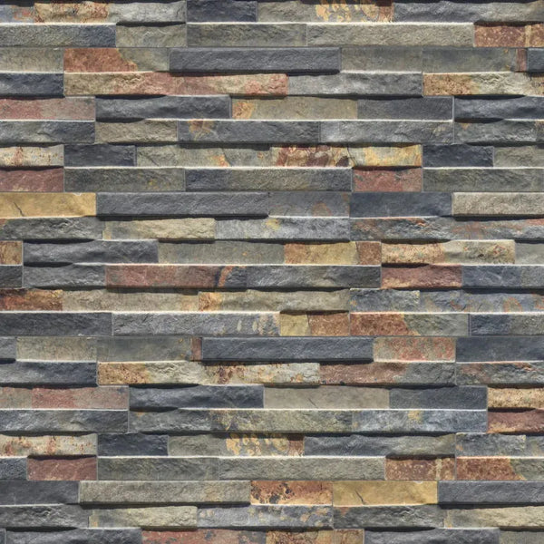 multicolour split face effect porcelain tiles