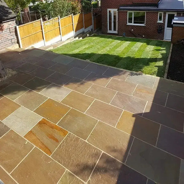 Indian sandstone paving Raj green slabs