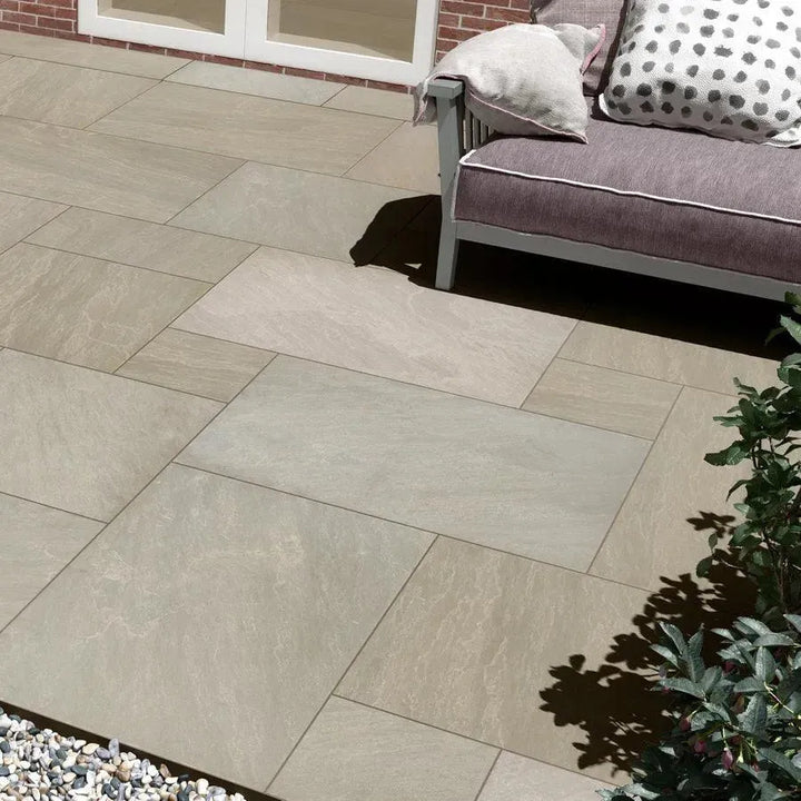 raj green porcelain paving slabs