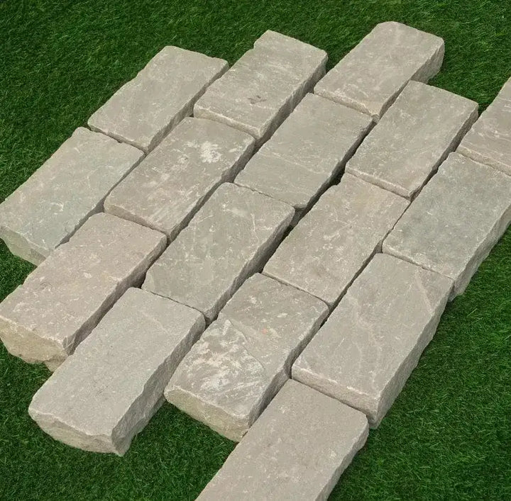 Kandla grey Indian sandstone setts cobbles