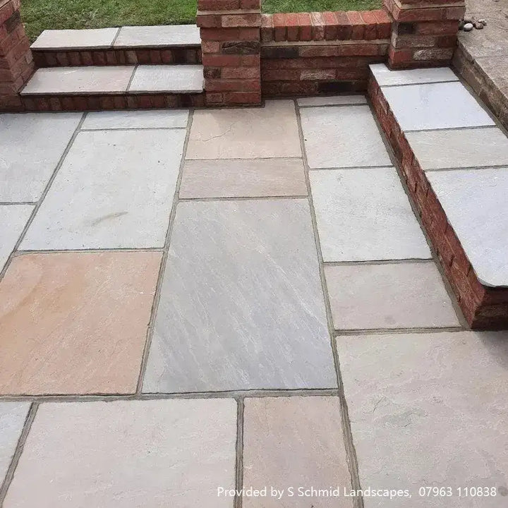 Raj blend sandstone patio paving slabs