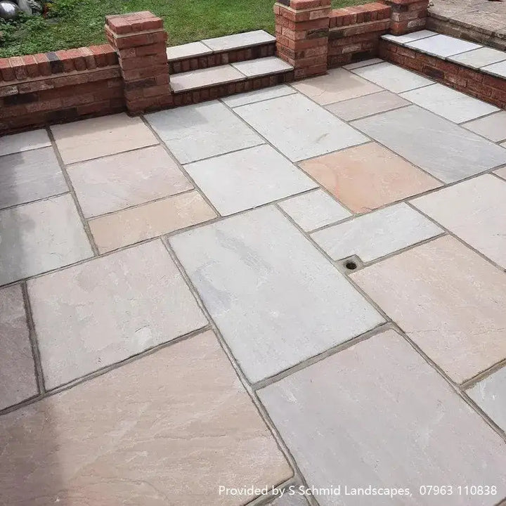 Raj blend sandstone paving 5 sizes