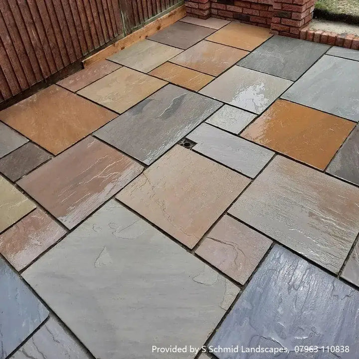 Raj blend sandstone paving slabs 5 sizes