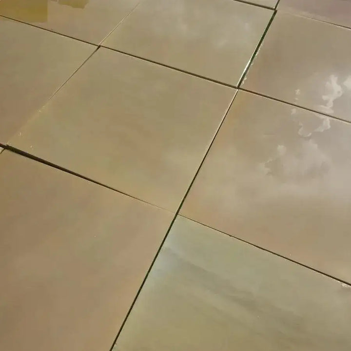 Raj green Indian sandstone paving sawn honed