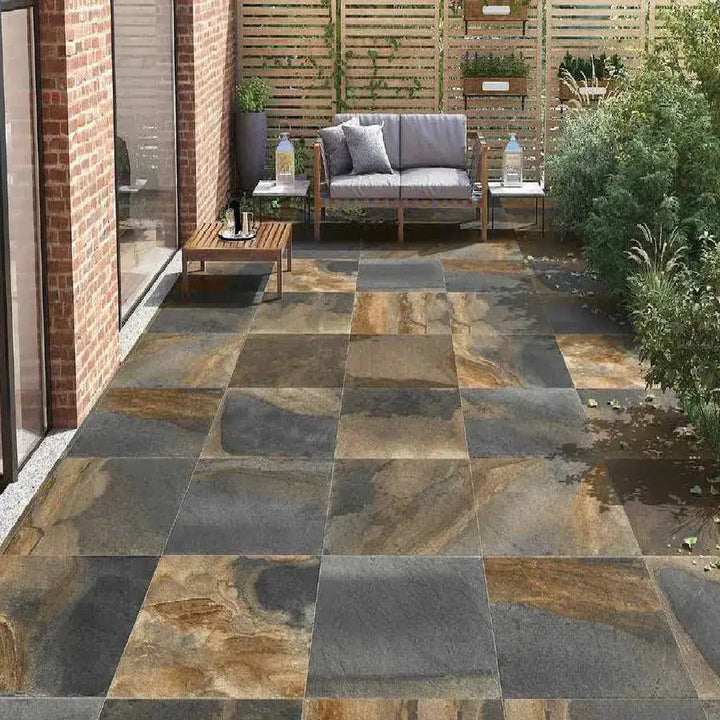 Gold Slate Effect Porcelain Paving Slabs 600x600 £28.99/m2 - Paving Slabs UK