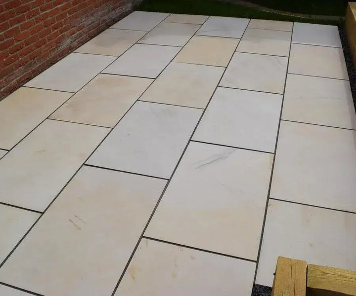 mint smooth Indian sandstone paving sawn honed