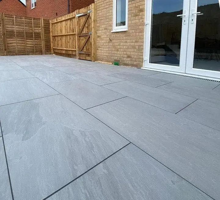 grey porcelain paving slabs