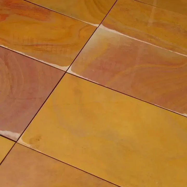 smooth Rippon buff Indian sandstone slabs