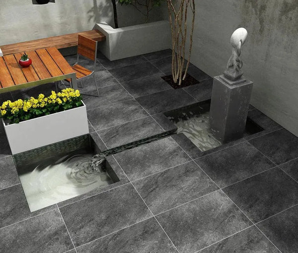 vitrified porcelain paving hammerstone black 900x600