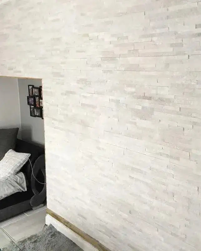 split face tiles white sparkle